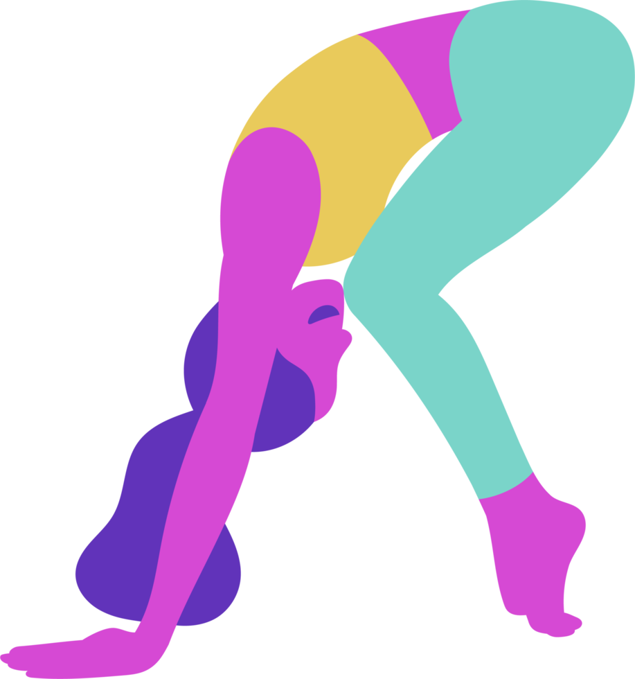 Young woman doing yoga fitness exercises png