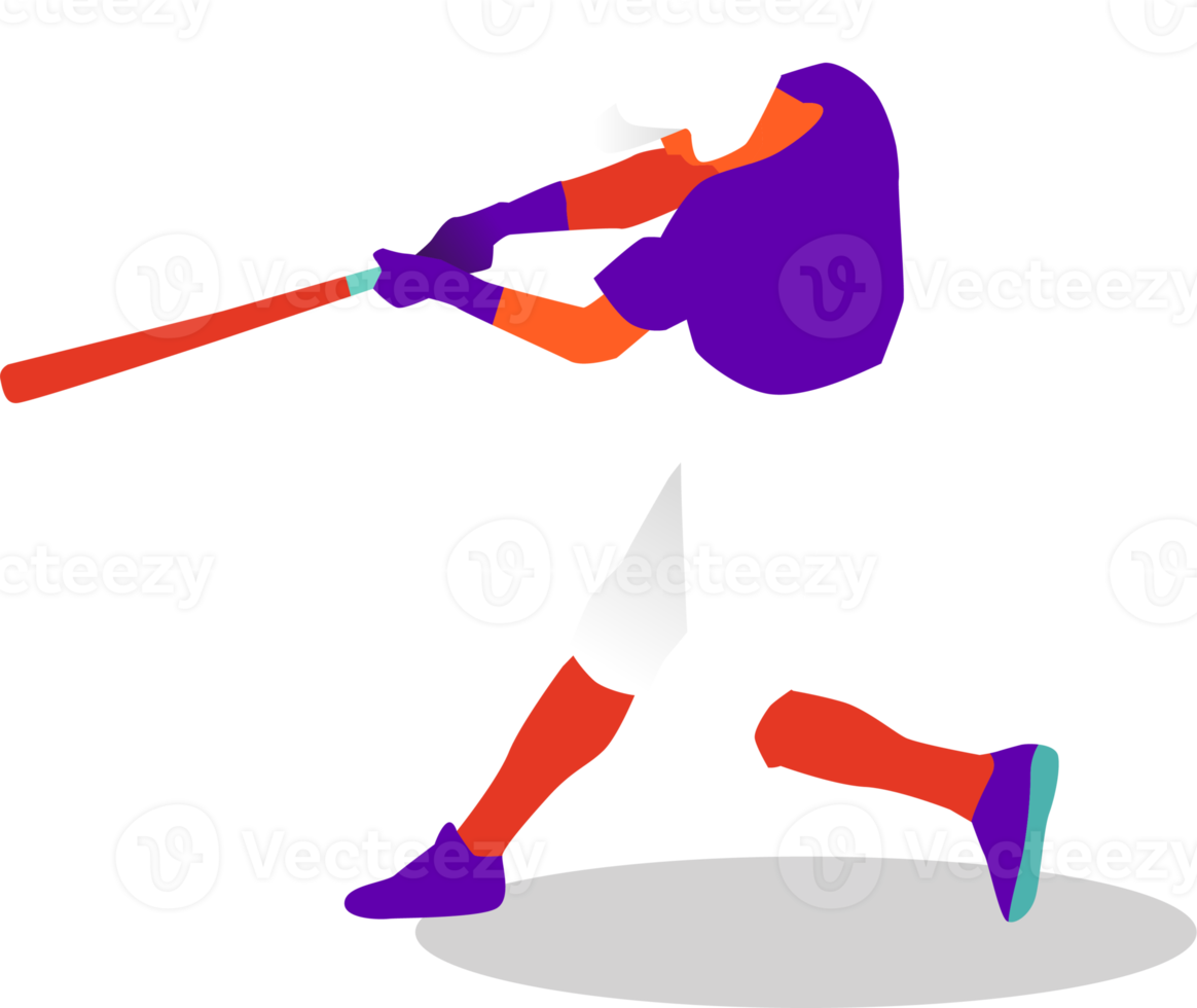 Baseball player hitting the ball png