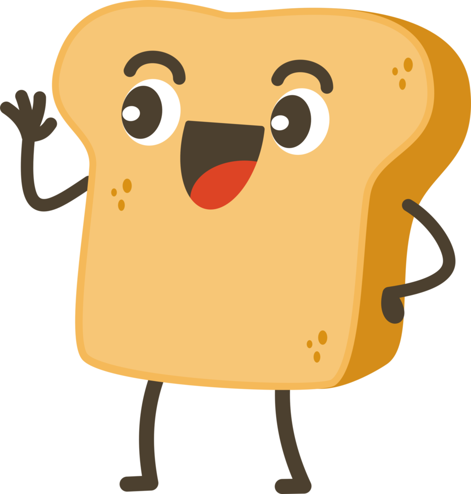 Smiling Bread Cartoon Character. png