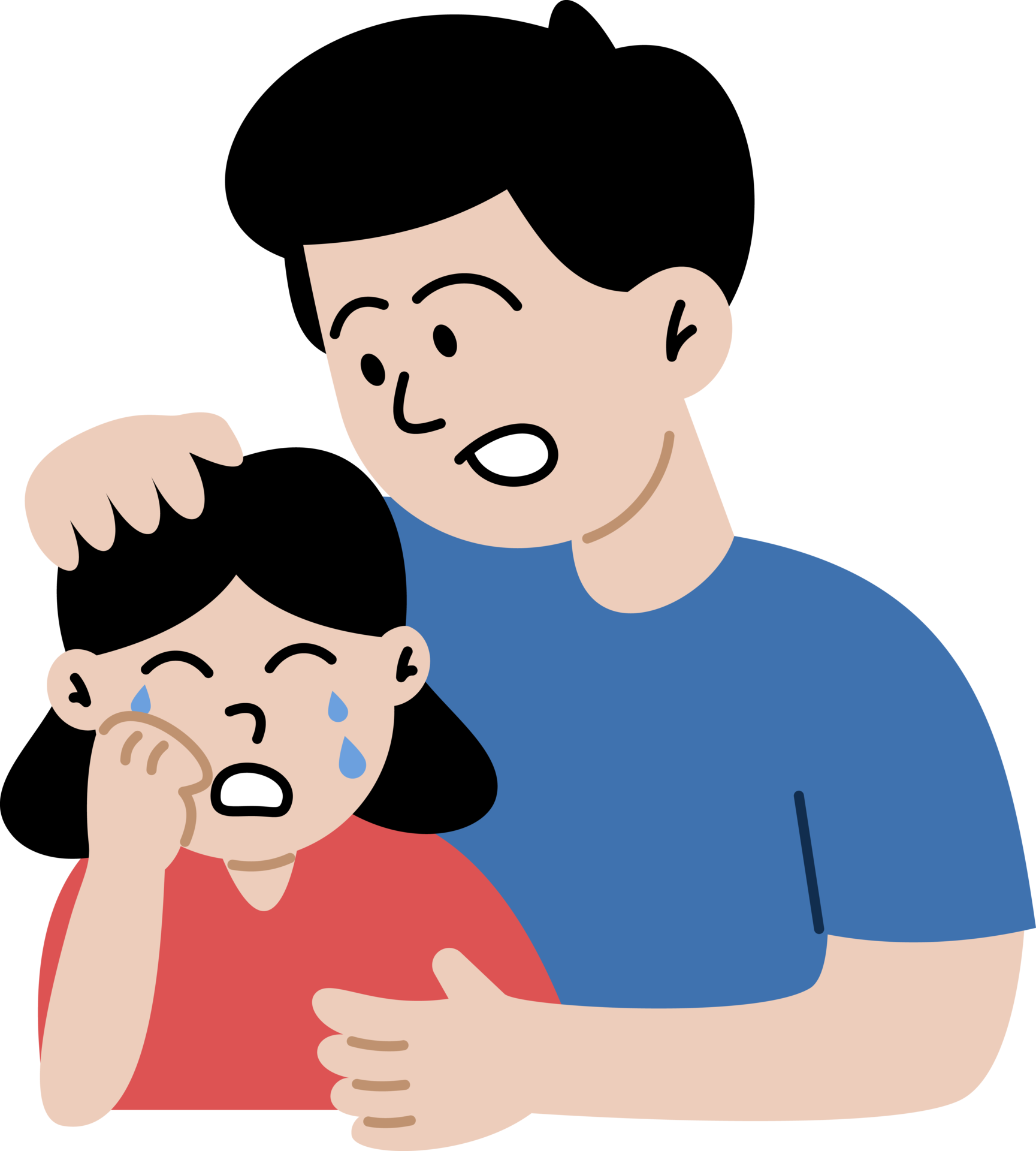Free Father soothes crying daughter. Cute cartoon characters isolated.  Colorful illustration in flat style. 19818402 PNG with Transparent  Background