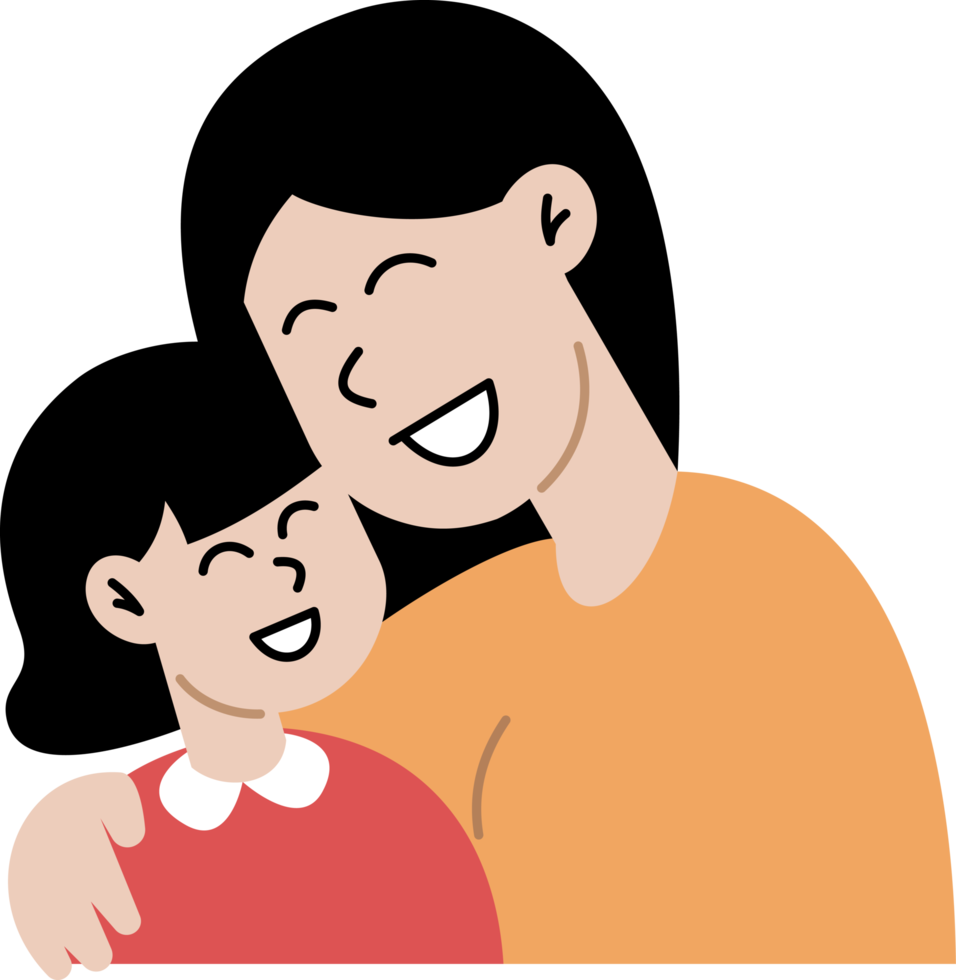 happy family with children. mother playing with daughter. Cute cartoon characters isolated. Colorful illustration in flat style. png