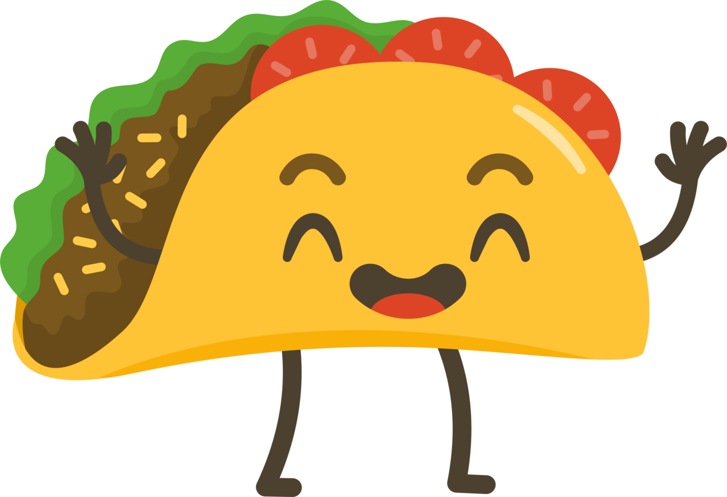 Smiling Taco Cartoon Character. png