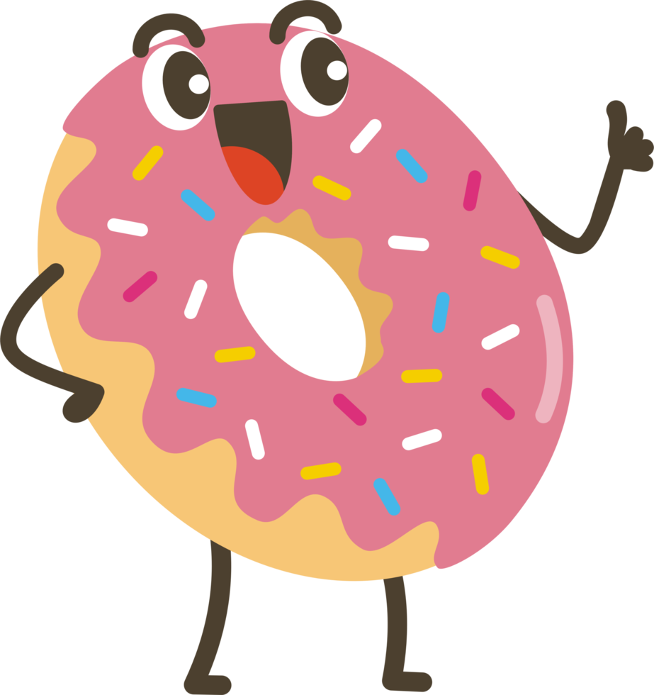 Smiling Donut Cartoon Character. png