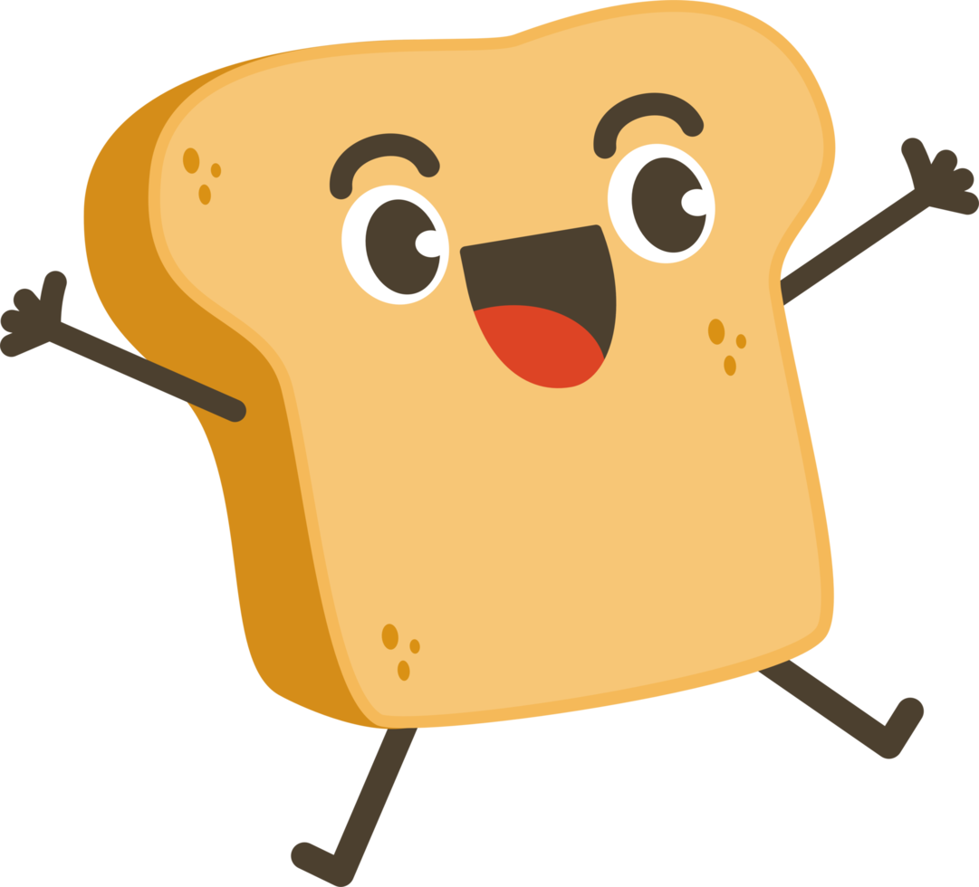 Smiling Bread Cartoon Character. png