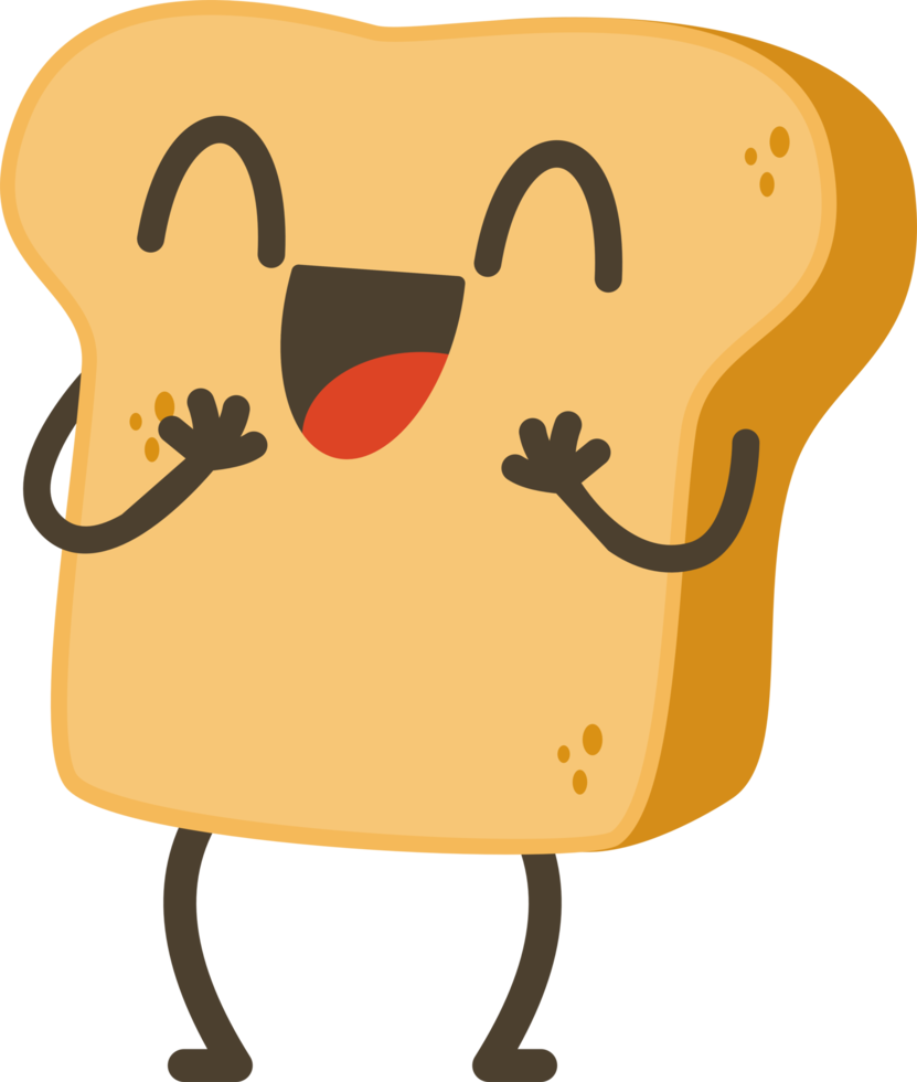 Smiling Bread Cartoon Character. png
