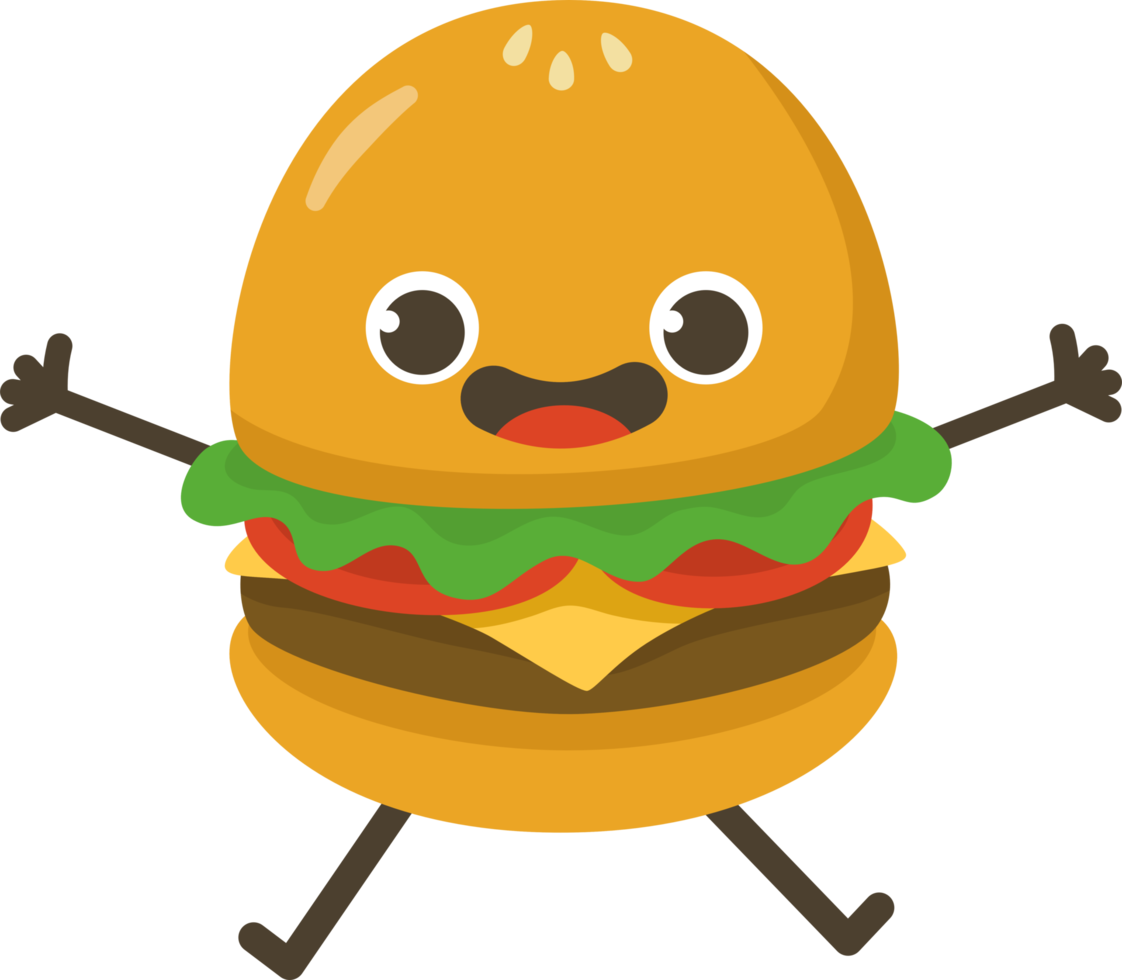 glimlachen Hamburger tekenfilm karakter. png