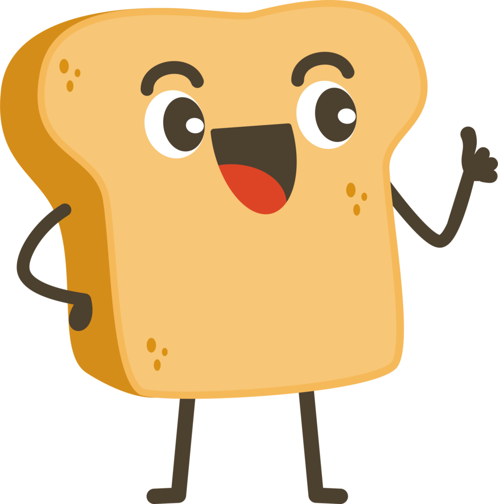 Smiling Bread Cartoon Character. png