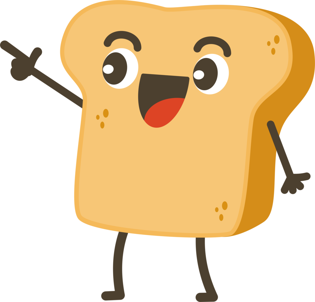 Smiling Bread Cartoon Character. png