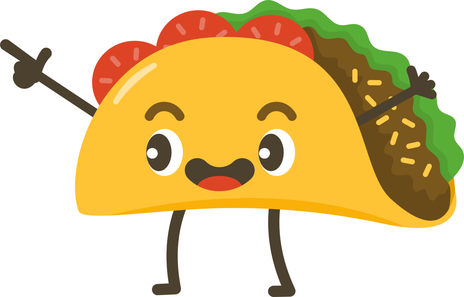 Smiling Taco Cartoon Character. png