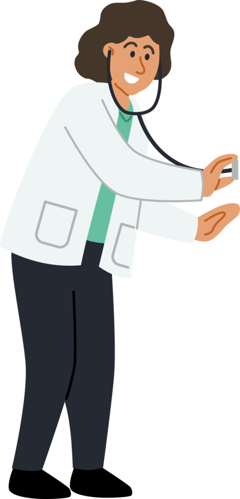 Female doctor using stethoscope. png