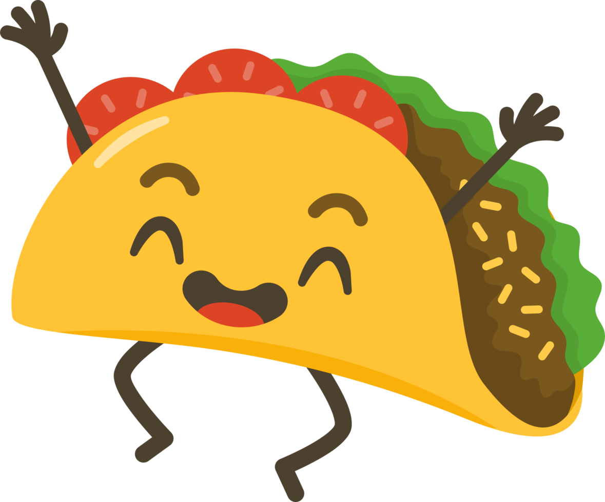 Smiling Taco Cartoon Character. png