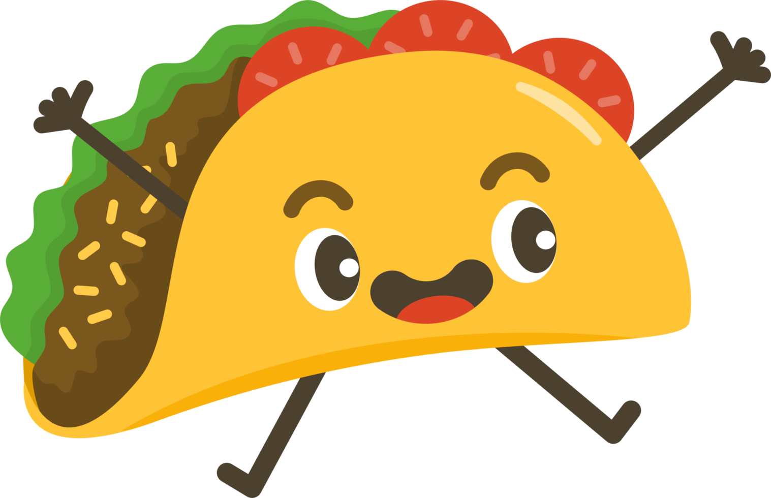 Smiling Taco Cartoon Character. png