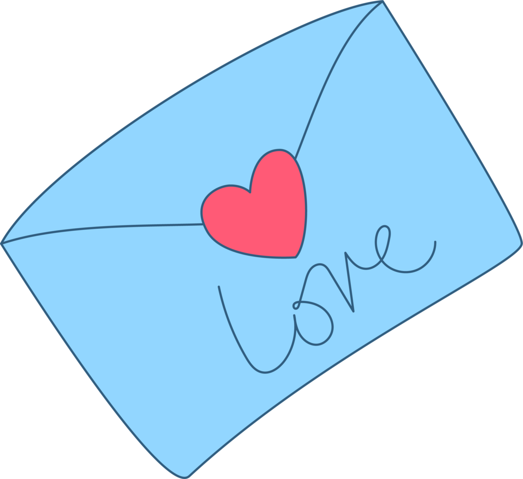 romântico envelope ícone com coração forma. amor carta para feliz aniversário conceito. png