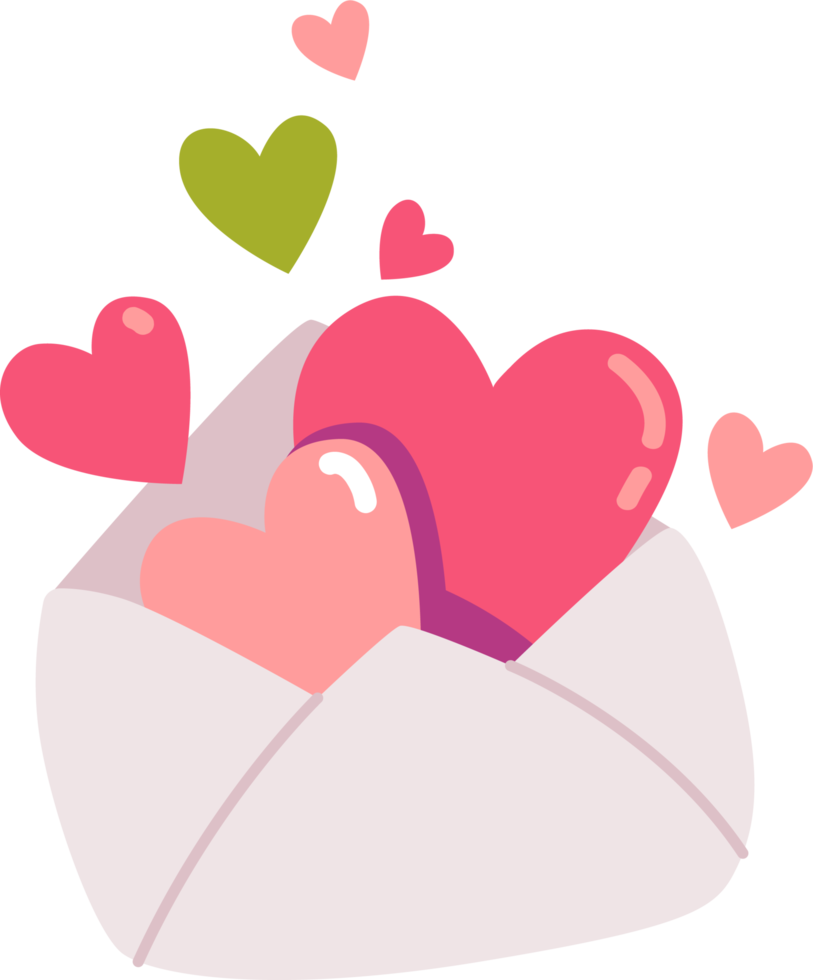 romántico sobre icono con corazón forma. amor letra para contento aniversario concepto. png