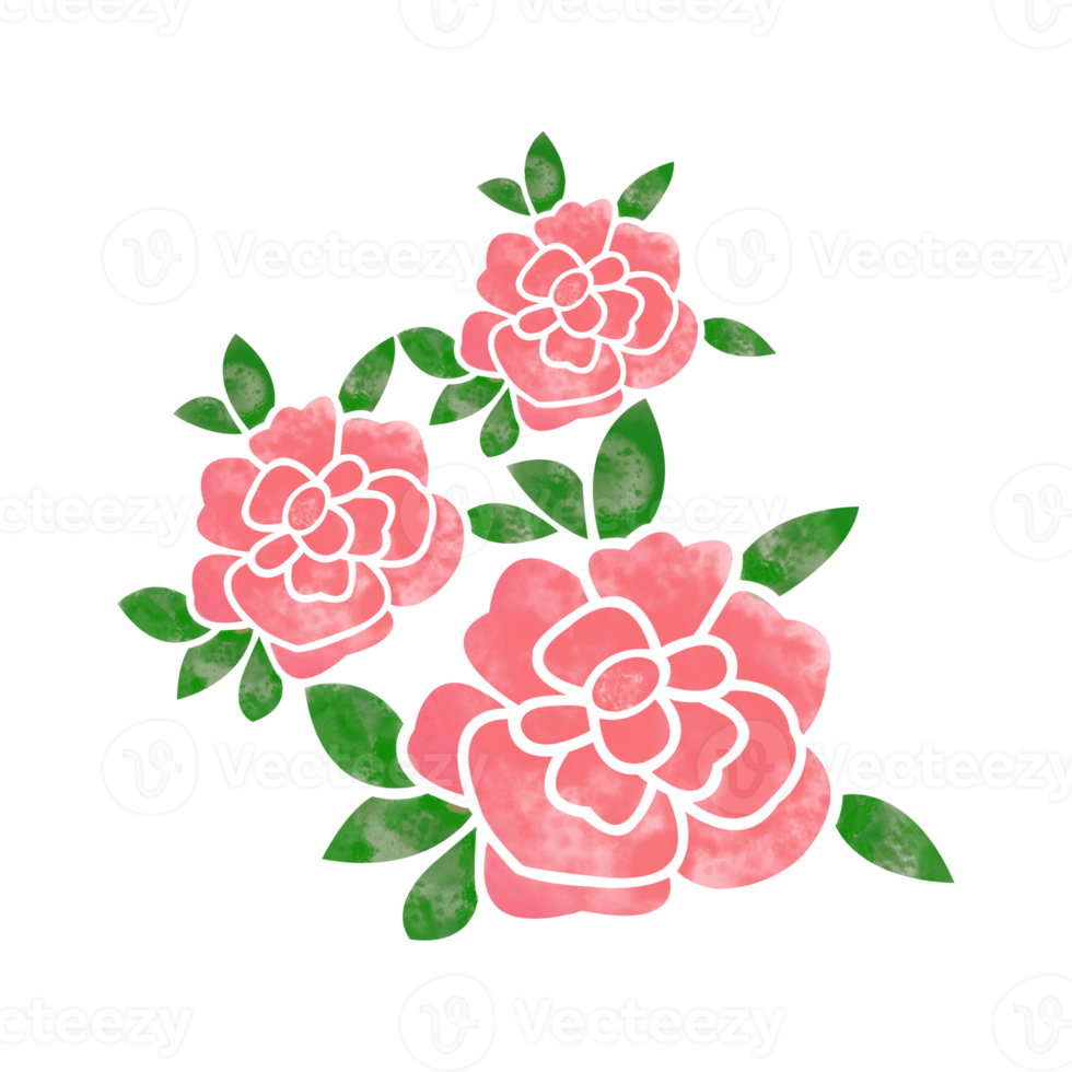 Digital Watercolor Flower and Leaves Design. High Quality PNG format size 5000 x 5000 px.  Can be used this graphic for any kind of Project like packaging, stationery, mugs, tshirts whatever you want.