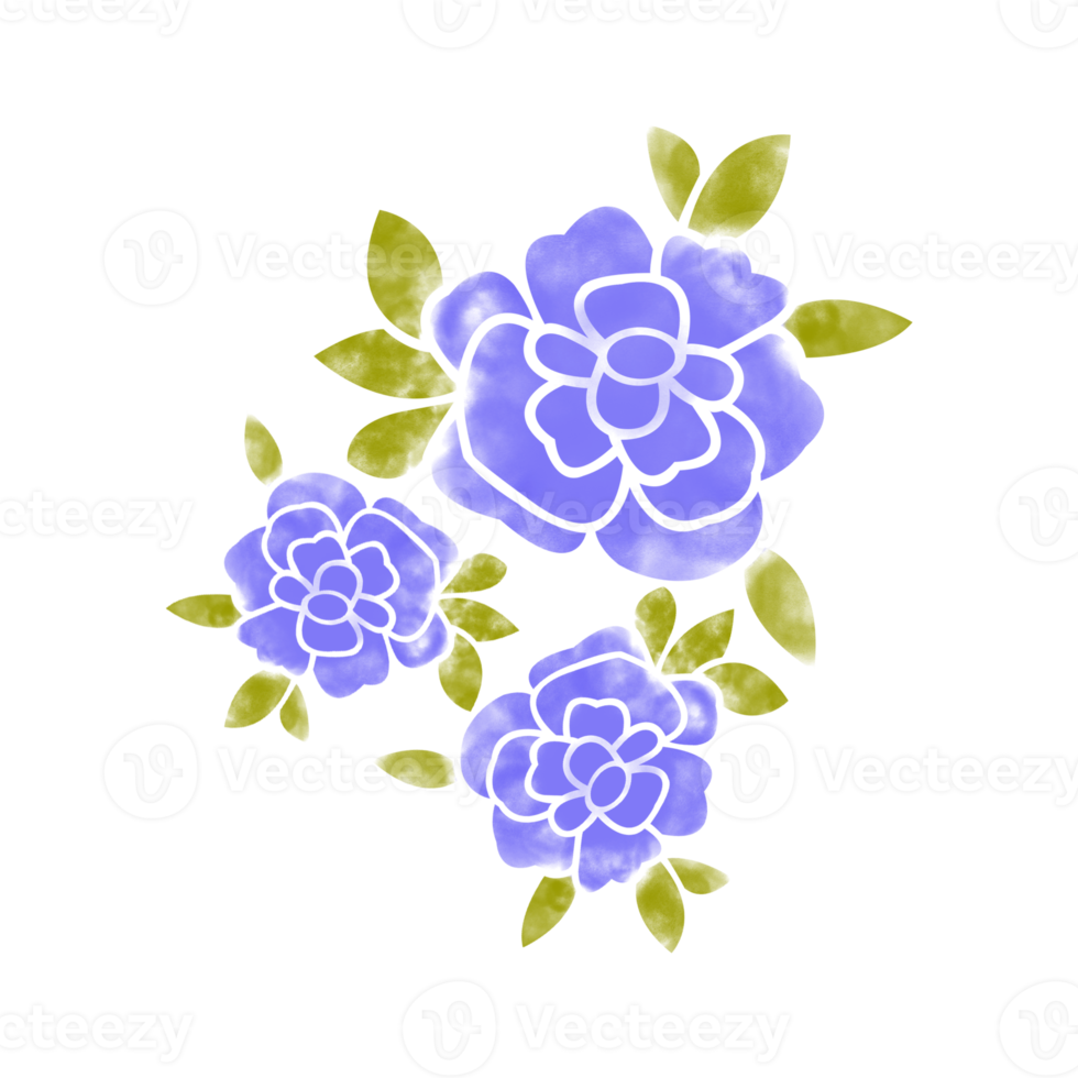 Digital Watercolor Flower and Leaves Design. High Quality PNG format size 5000 x 5000 px.  Can be used this graphic for any kind of Project like packaging, stationery, mugs, tshirts whatever you want.