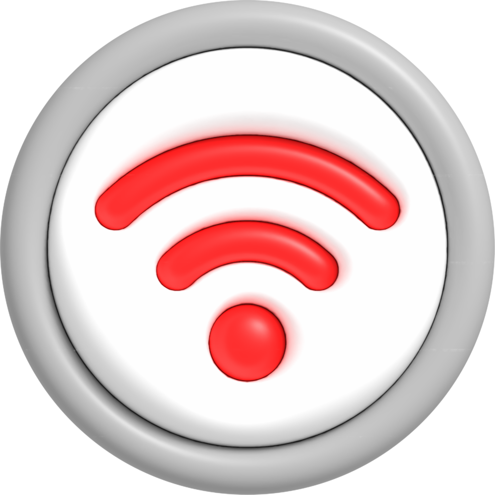 3d Wifi knop, realistisch draadloze netwerk icoon 3d geven png