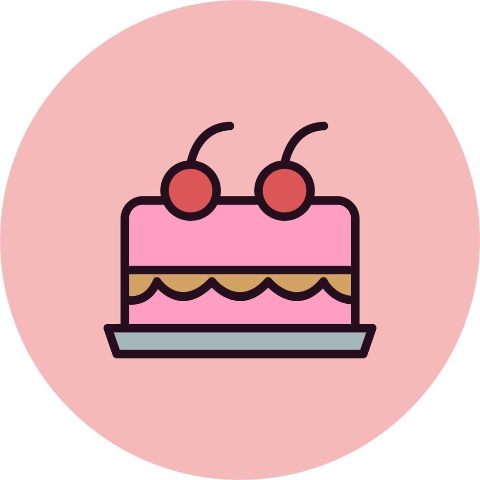 Cake With Cherry On Top Vector Icon