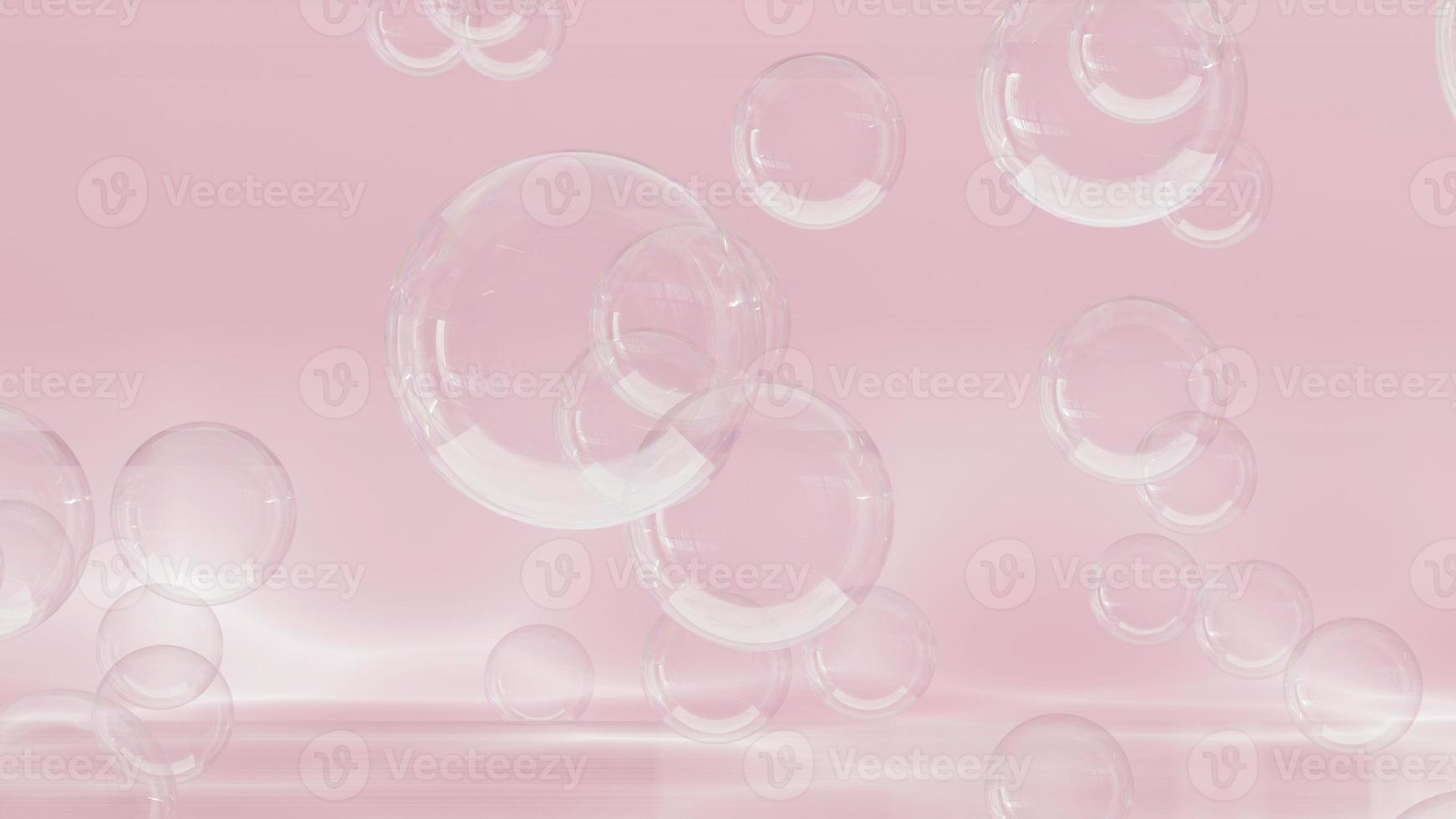 soap bubbles on pink background. 3D render. photo
