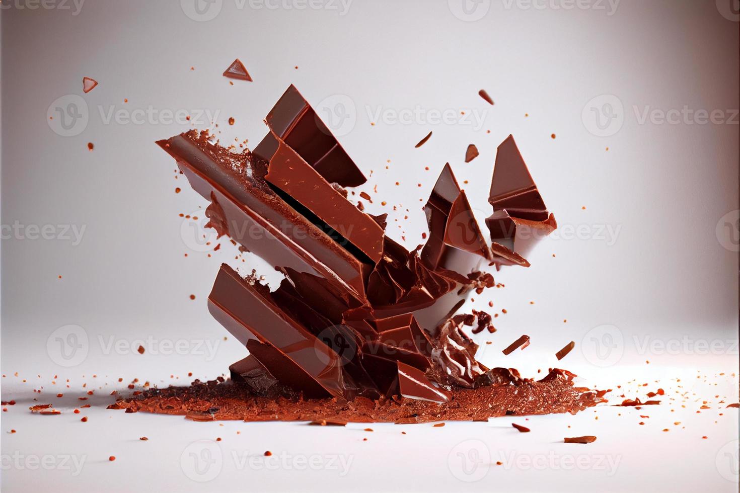 volador piezas de aplastada chocolate piezas con liquidar chocolate San Valentín día 3d y ilustraciones foto