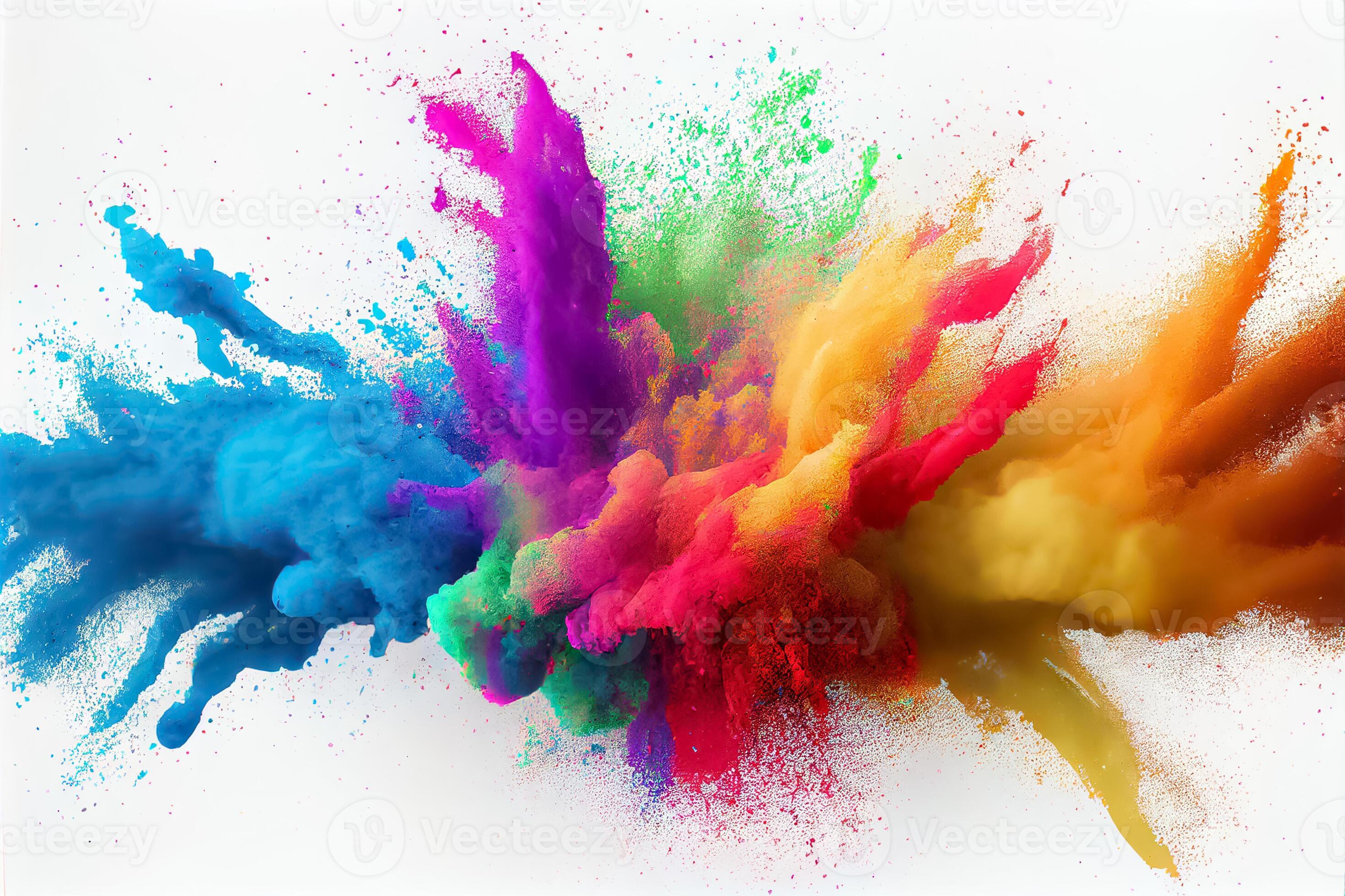 colorful rainbow holi paint color powder explosion isolated white wide  panorama background 3D and illustrations 19821543 Stock Photo at Vecteezy