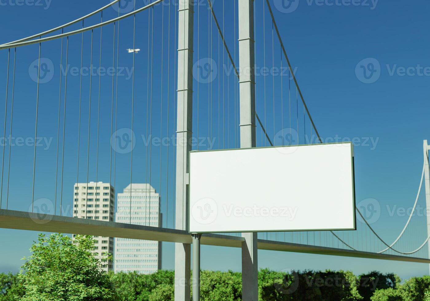 3D mockup blank billboard in downtown rendering photo