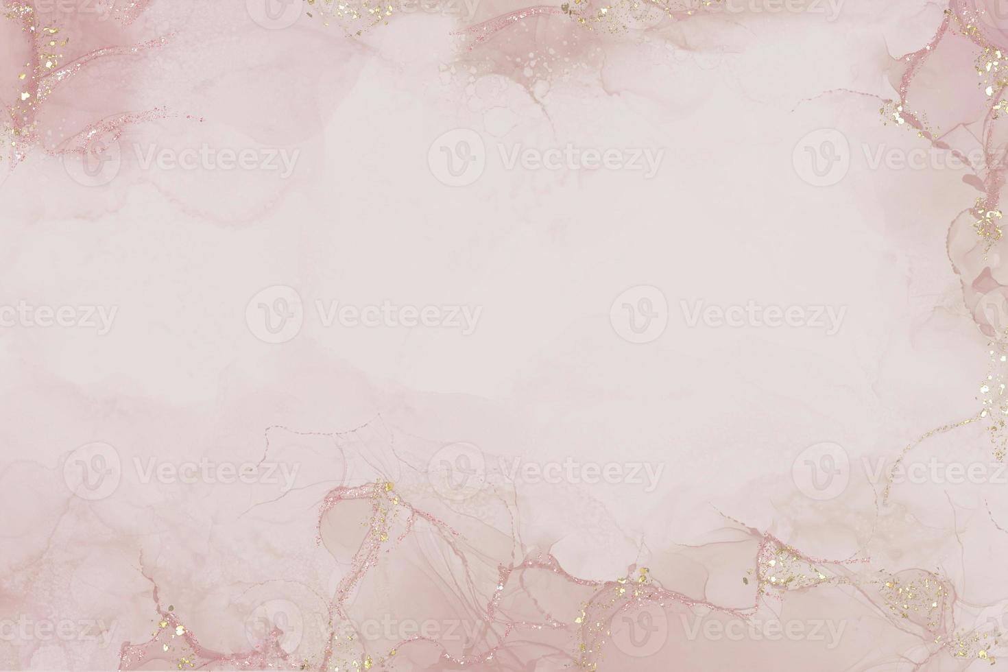 Watercolor drop splash peach color with gold glitter on pink background,Hand drawn paint alcohol ink in abstract pattern,Illustration digital paint spectacular abstract backdrop,Mable liquid texture photo