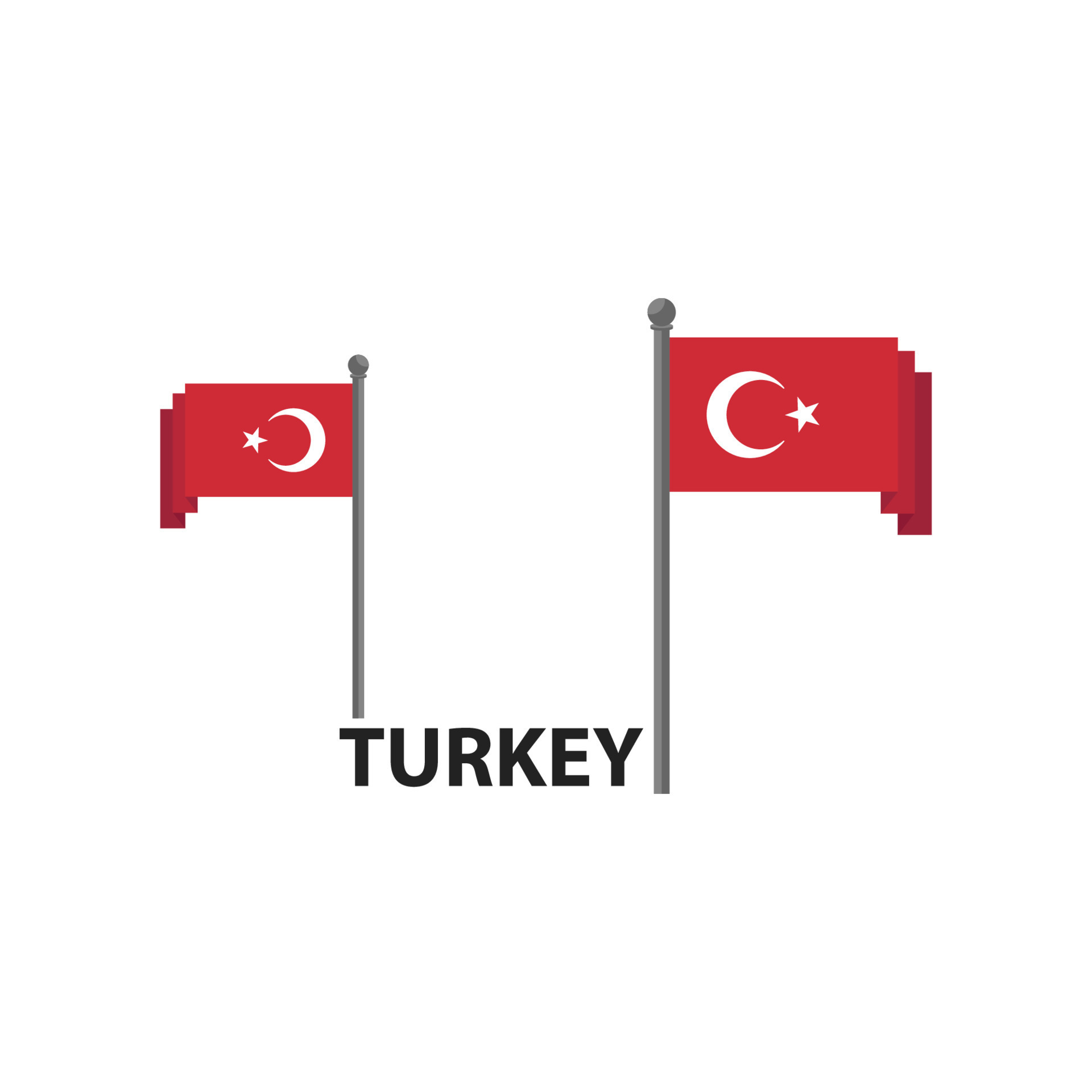 Turkey country flag vector, nationality, national coat of arms