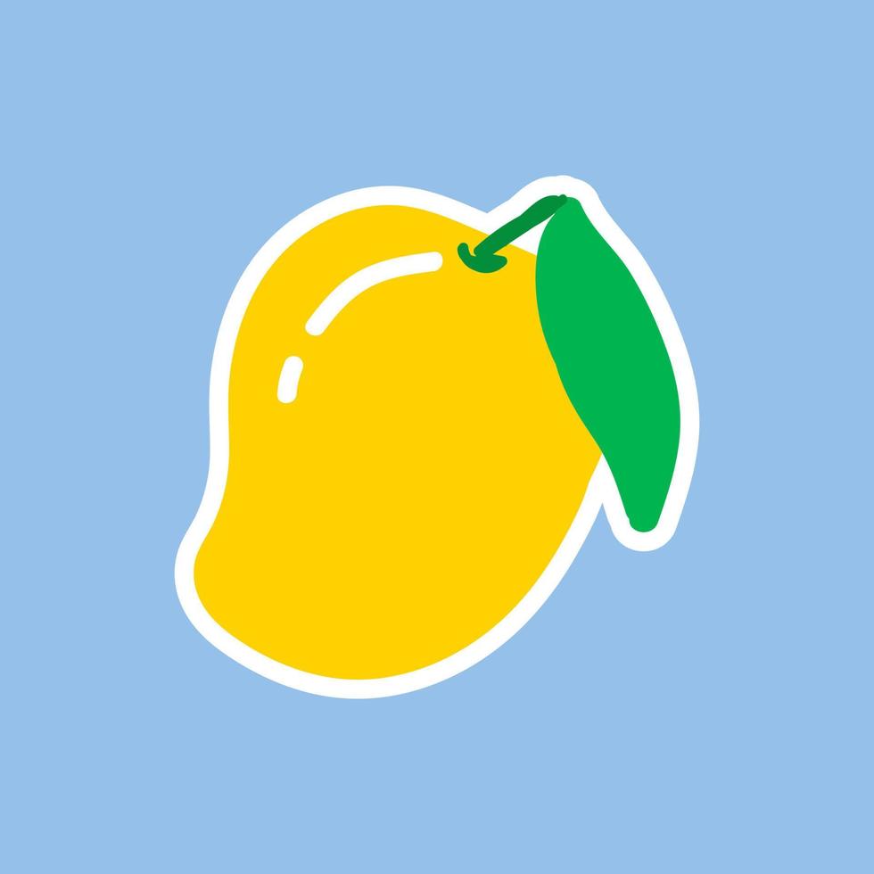 Fresh mango with mango slice and leaves vector illustration