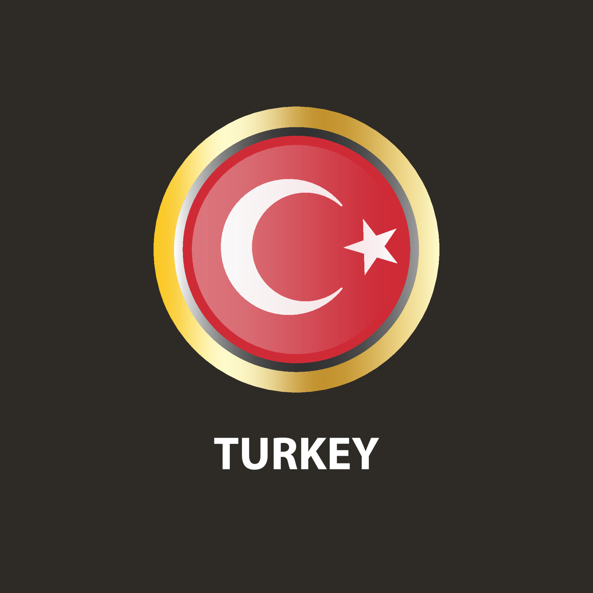 Turkey country flag vector, nationality, national coat of arms