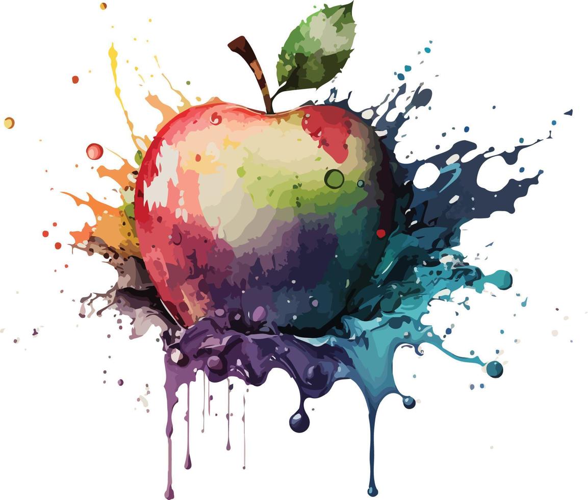 water color colorful apple fruit vector