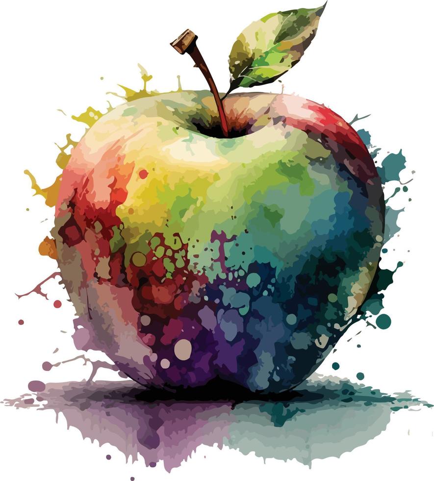 water color colorful apple fruit vector
