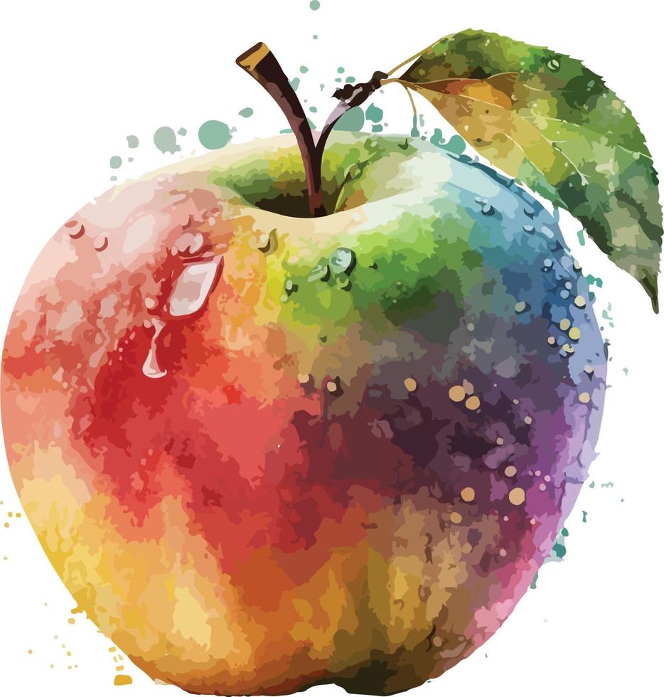 water color colorful apple fruit vector
