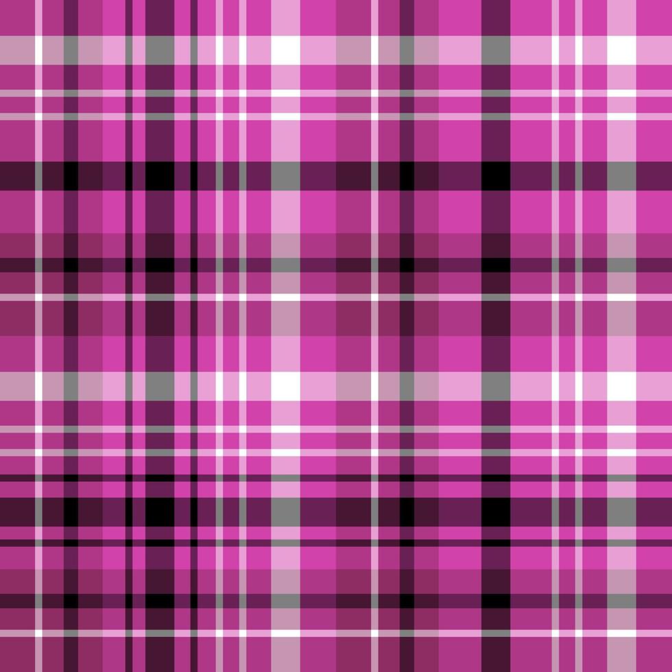 Seamless pattern in bright pink, black and white colors for plaid, fabric, textile, clothes, tablecloth and other things. Vector image.