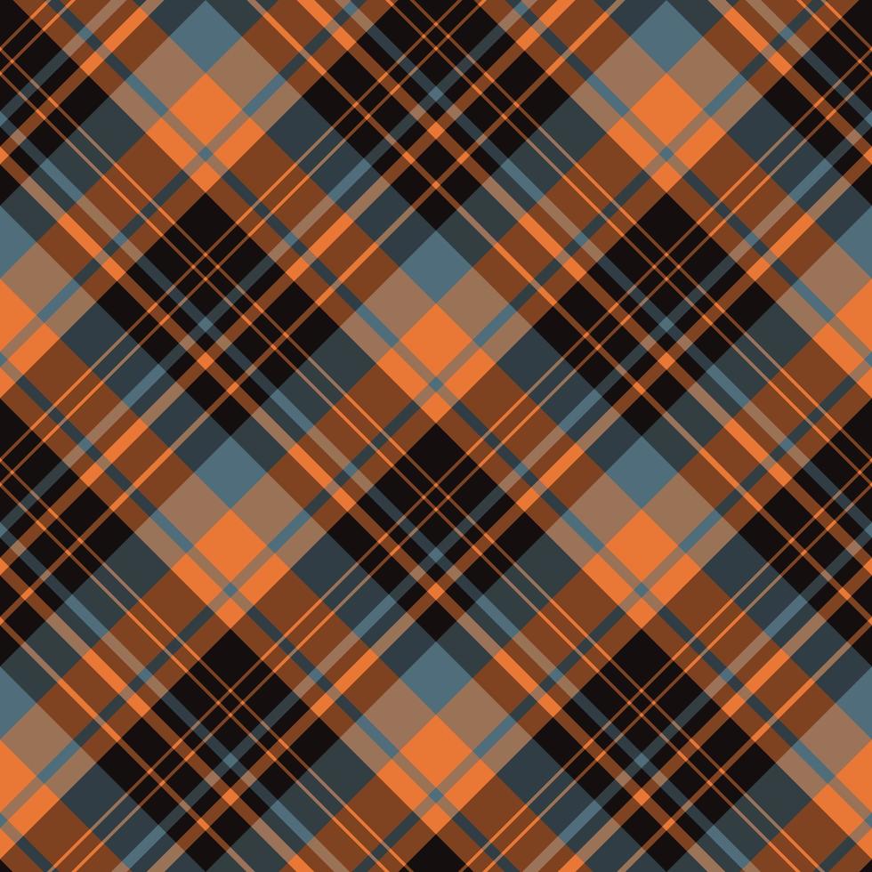 Seamless pattern in black, orange and dark blue colors for plaid, fabric, textile, clothes, tablecloth and other things. Vector image. 2