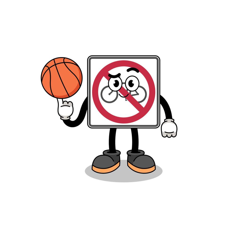 no bicycles road sign illustration as a basketball player vector