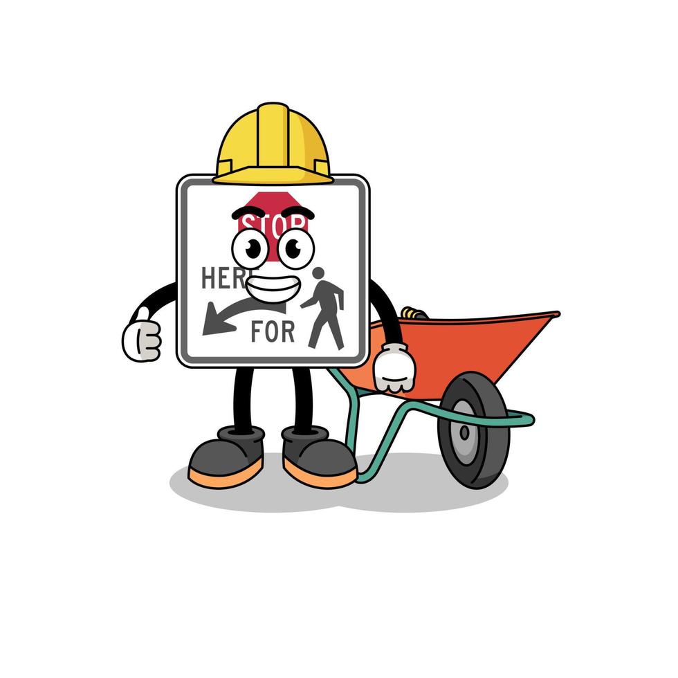 stop here for pedestrians cartoon as a contractor vector