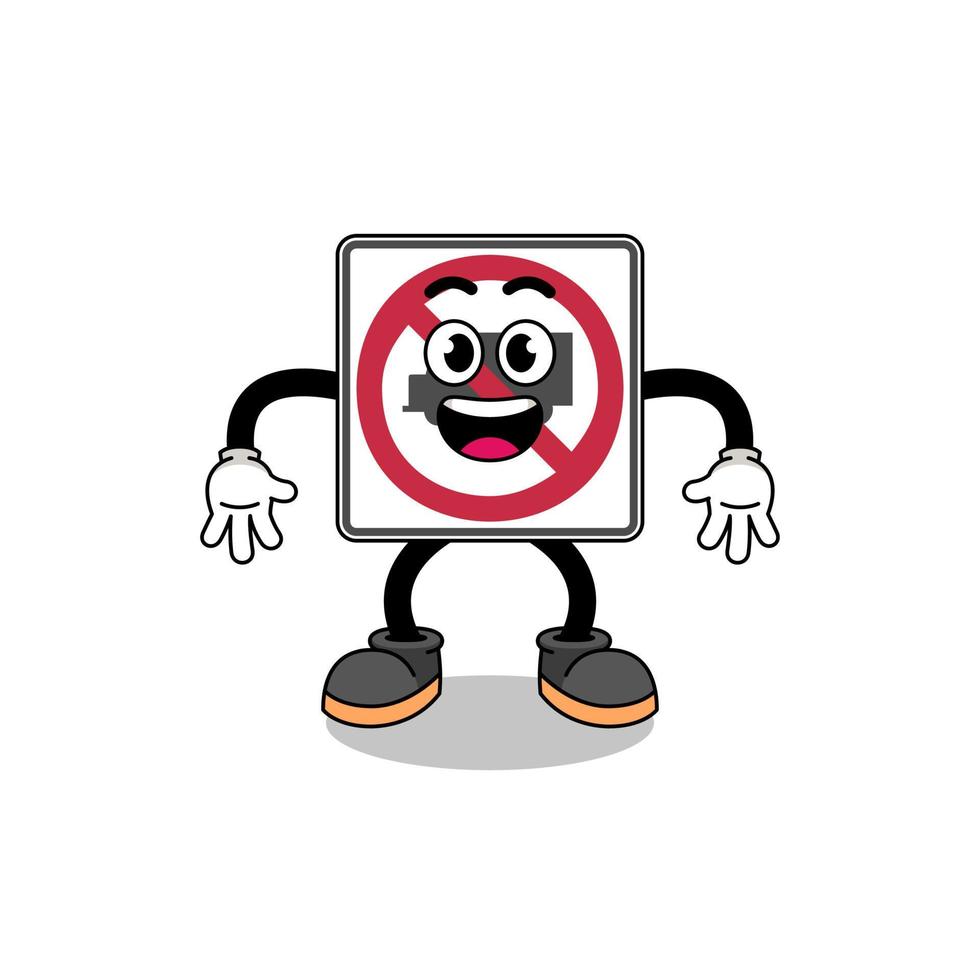 no trucks road sign cartoon with surprised gesture vector