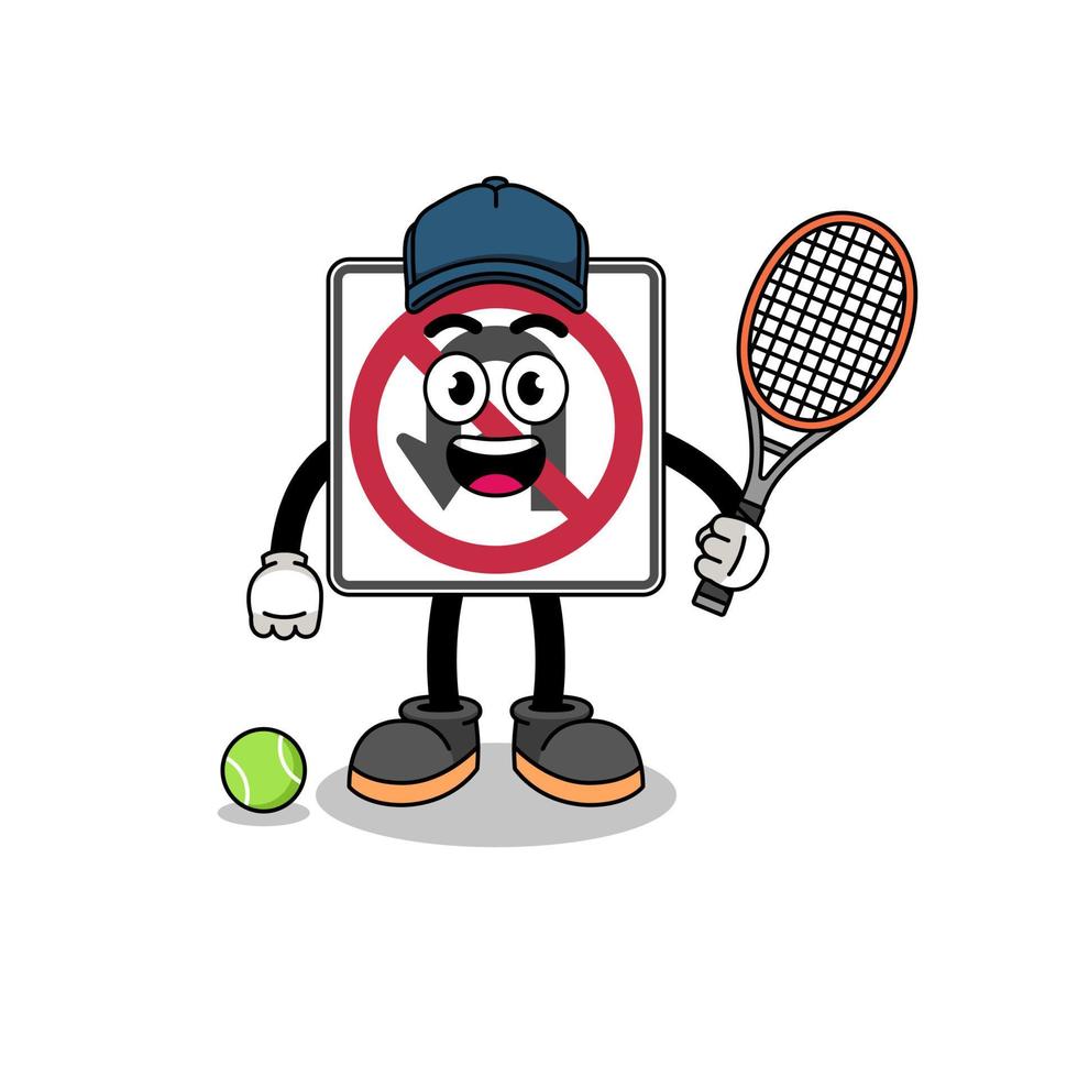 no U turn road sign illustration as a tennis player vector