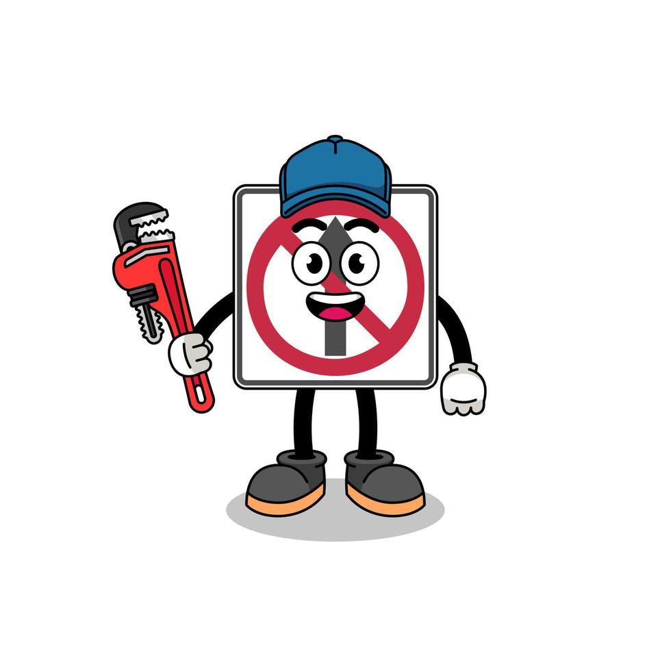 no thru movement road sign illustration cartoon as a plumber vector