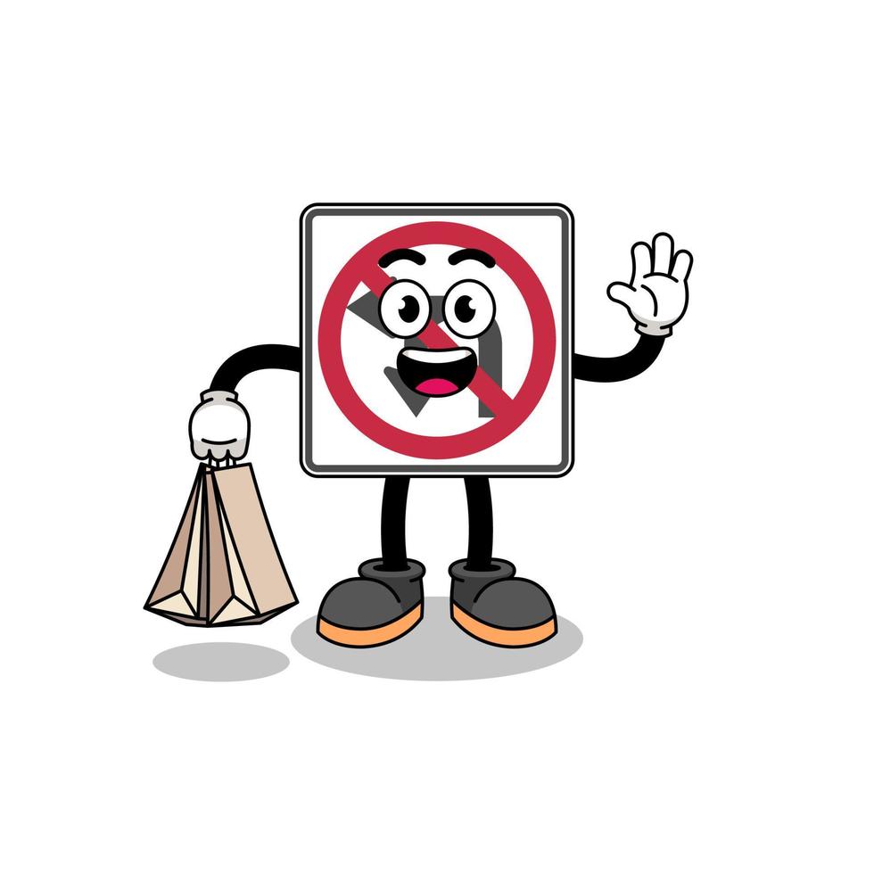 Cartoon of no left or U turn road sign shopping vector