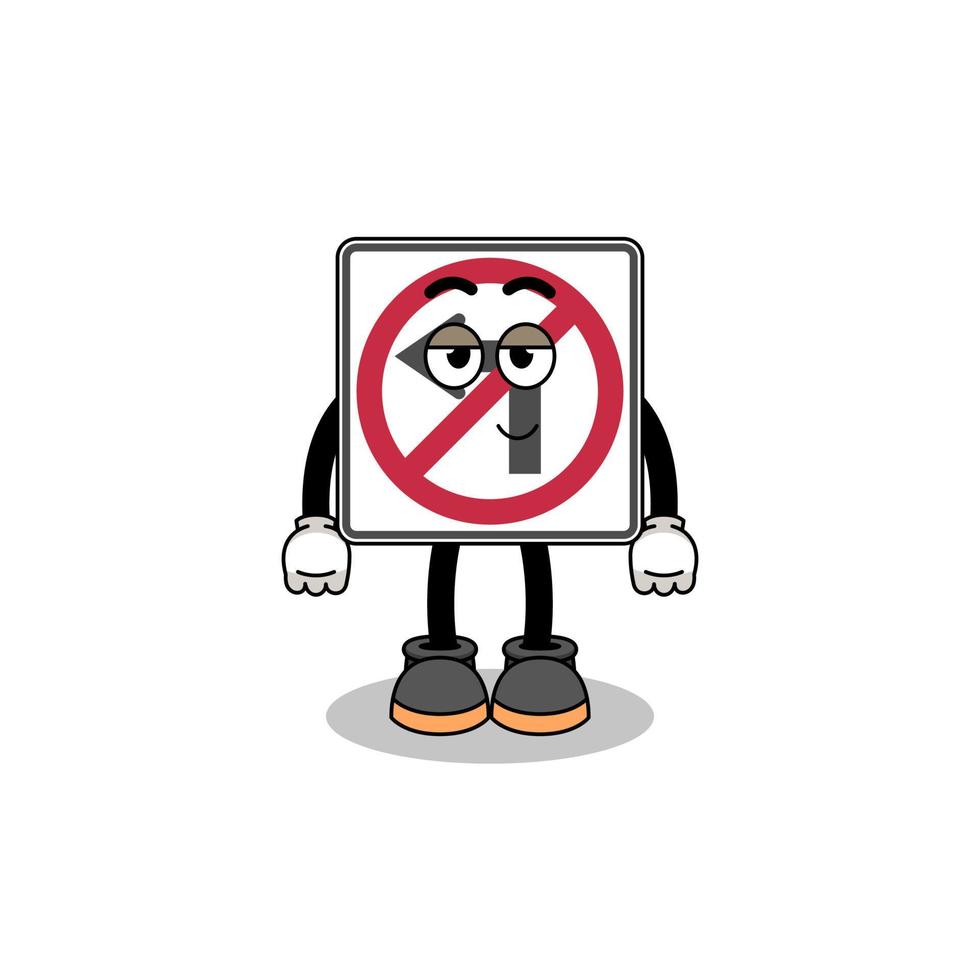no left turn road sign cartoon couple with shy pose vector