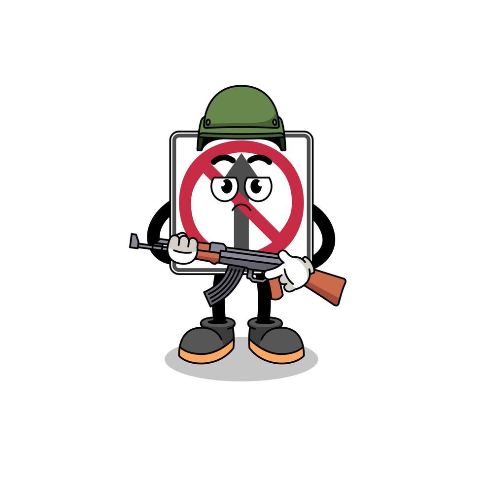 Cartoon of no thru movement road sign soldier vector