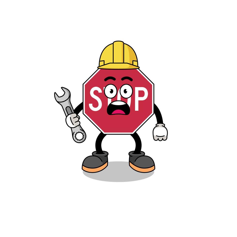 Character Illustration of stop road sign with 404 error vector