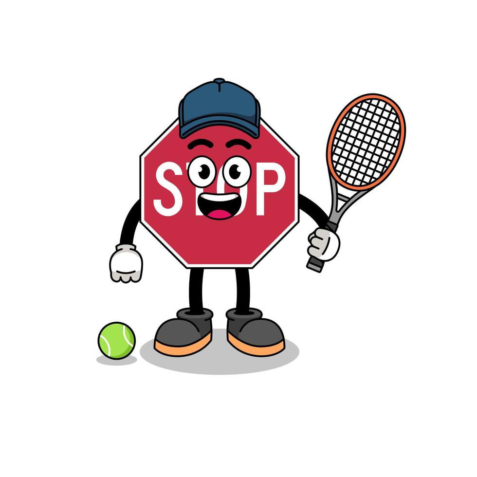 detener la carretera firmar ilustración como un tenis jugador vector