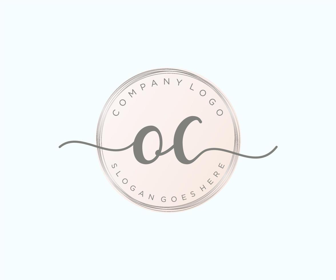 Initial OC feminine logo. Usable for Nature, Salon, Spa, Cosmetic and Beauty Logos. Flat Vector Logo Design Template Element.