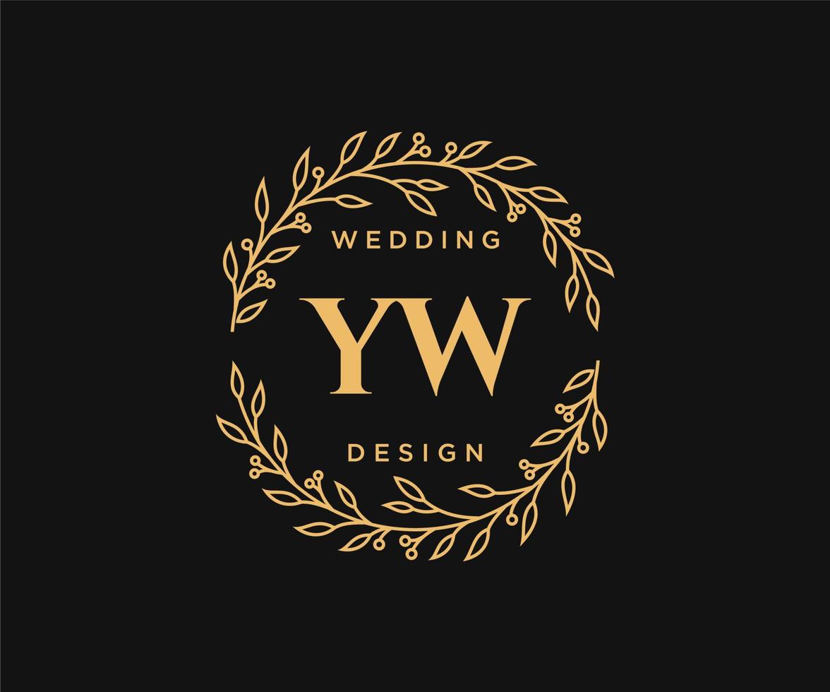 YW Initials letter Wedding monogram logos collection, hand drawn modern minimalistic and floral templates for Invitation cards, Save the Date, elegant identity for restaurant, boutique, cafe in vector