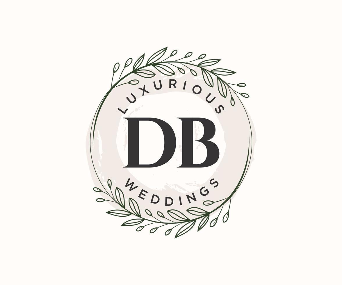 DB Initials letter Wedding monogram logos template, hand drawn modern minimalistic and floral templates for Invitation cards, Save the Date, elegant identity. vector