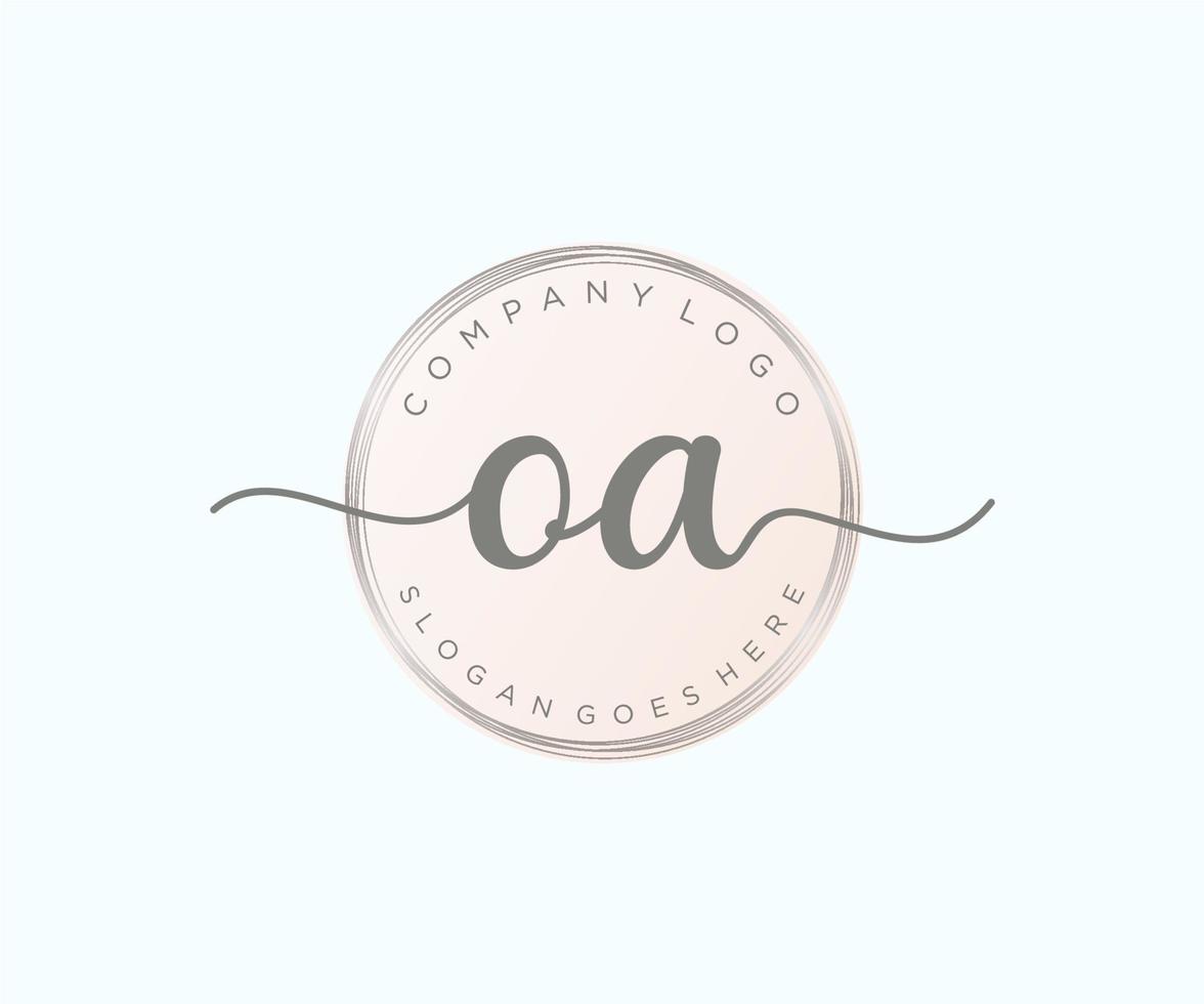 Initial OA feminine logo. Usable for Nature, Salon, Spa, Cosmetic and Beauty Logos. Flat Vector Logo Design Template Element.