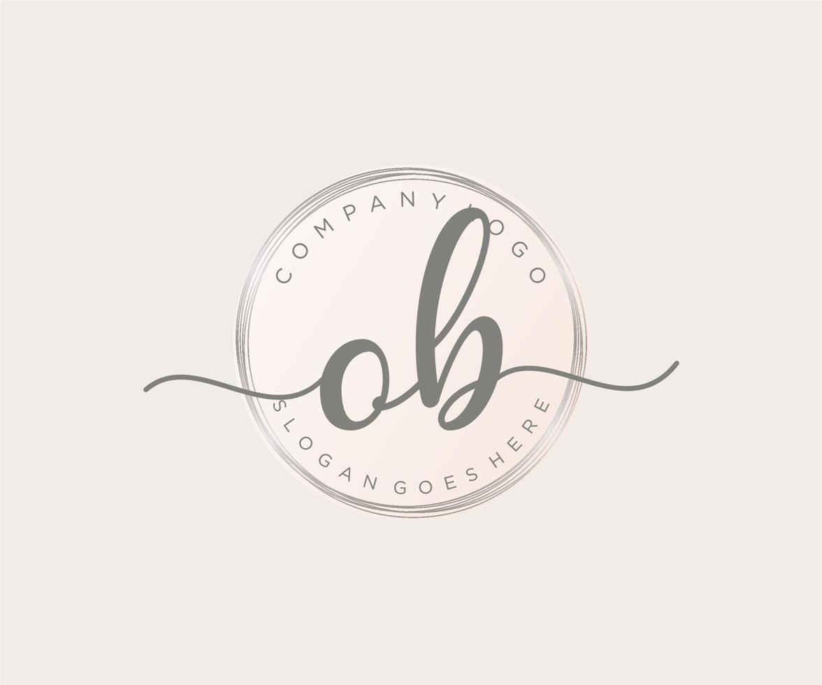 Initial OB feminine logo. Usable for Nature, Salon, Spa, Cosmetic and Beauty Logos. Flat Vector Logo Design Template Element.